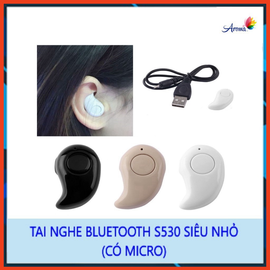 【COD】Tai nghe bluetooth S530 nhét tai V4.1 ear-pod siêu nhỏ có nghe nhạc