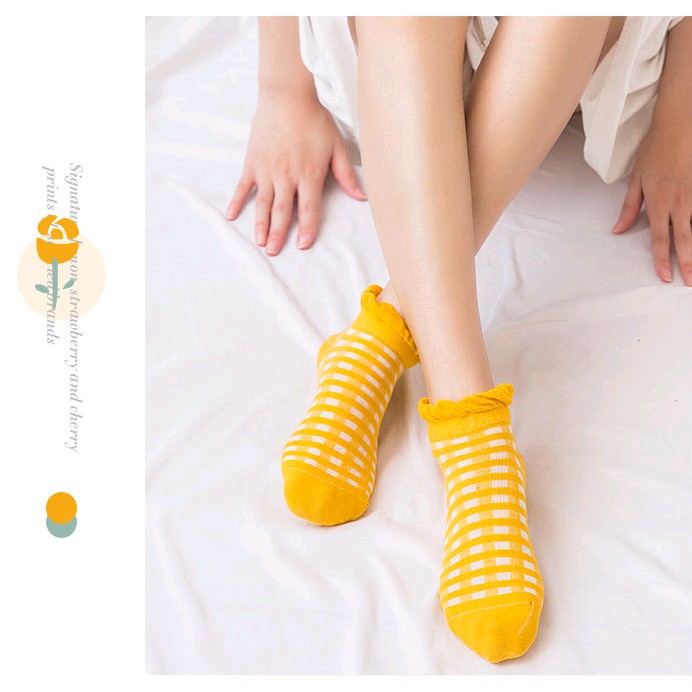 Tất Nữ Ngắn cổ Thời trang hoạ tiết hoa Xinh mới ( TC4-TC6 )