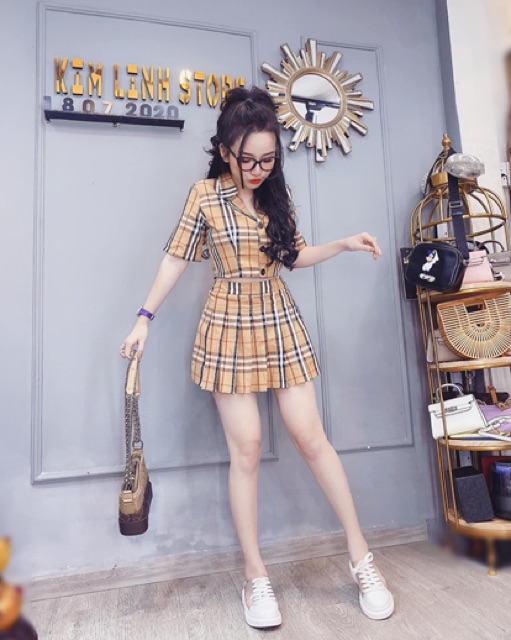Sét vét caro bbr chân váy dập ly | BigBuy360 - bigbuy360.vn