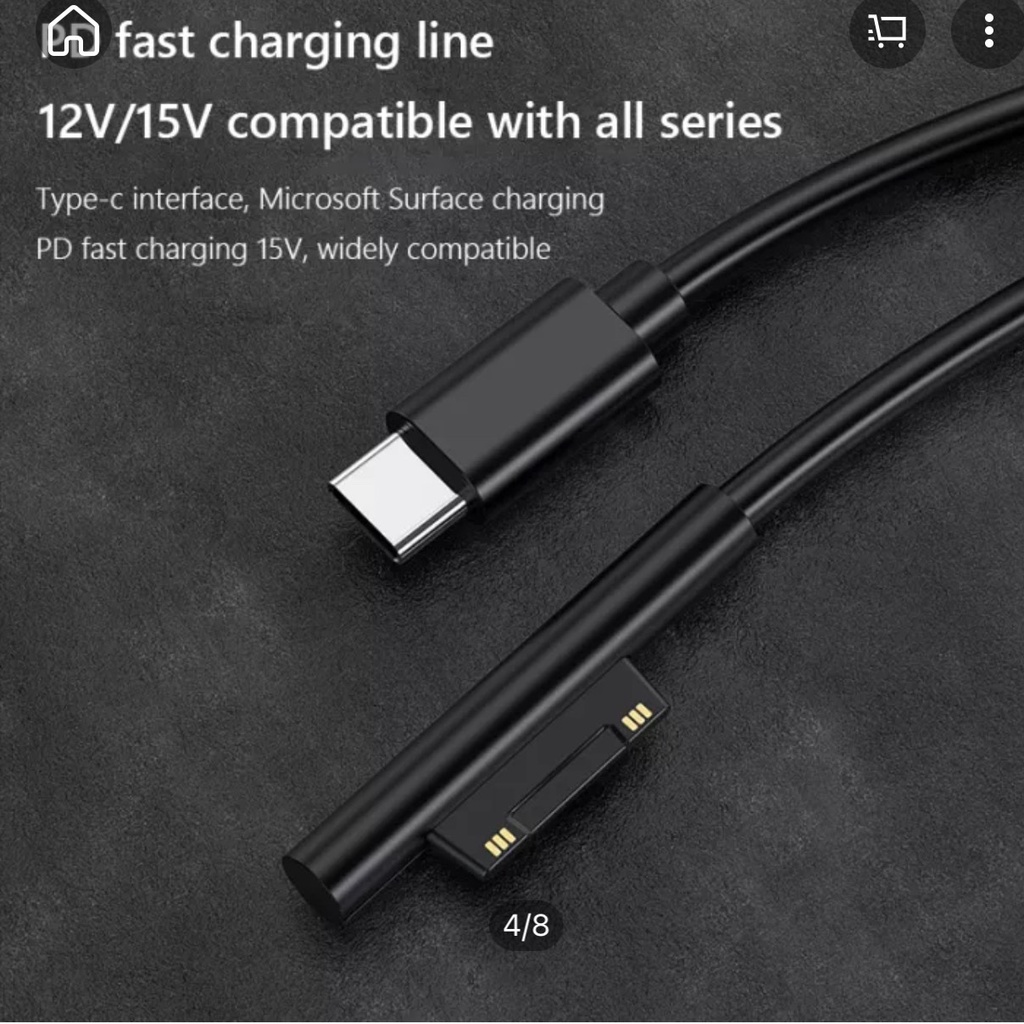 Cáp Chuyển Đổi Sạc Nhanh 3A 15V Bộ Nguồn USB Type-C Cho Microsoft Surface Pro 3 4 5 6