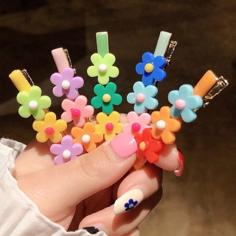 Set 2 Kẹp Tóc Hình Hoa/Trái Cây Màu Sắc Ngọt Ngào Phong Cách Hàn Quốc Cho Bé Gái