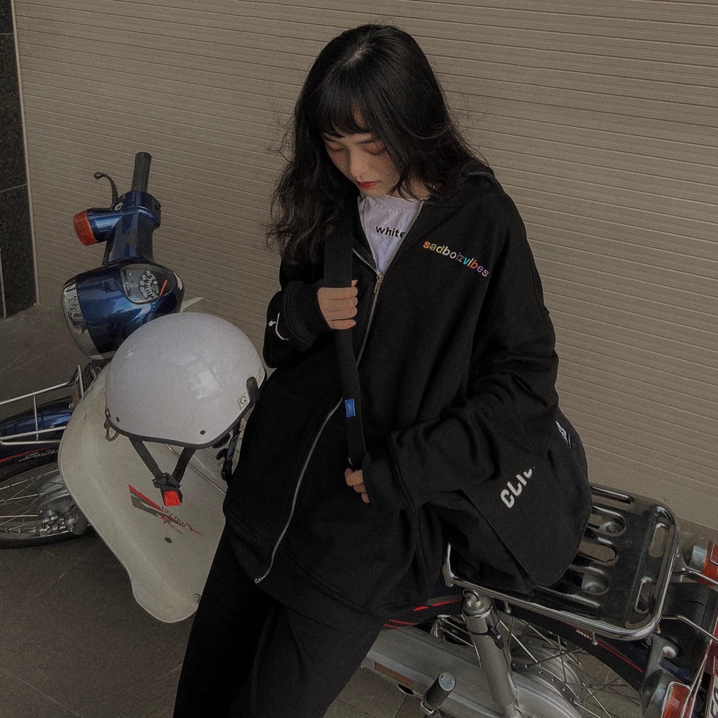 Áo Khoác Hoodie SADBOIZVIBES Zipper , Chất Nỉ Local Brand Sadboiz 7 Màu Hình In Chữ Thêu Full Tag SATO SHOP