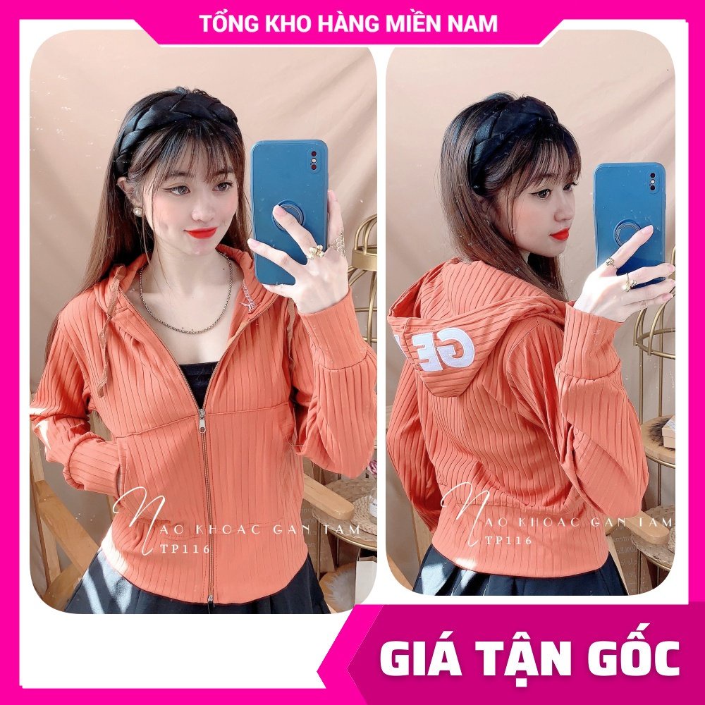 Áo khoác chống nắng nữ chất thun gân tăm mềm mát co giãn thêu chữ dễ thương TP116