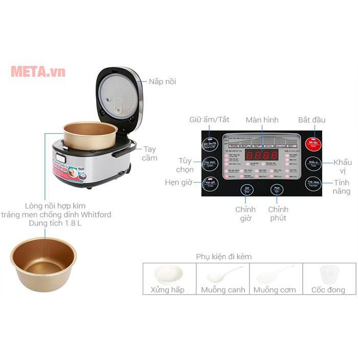 Nồi cơm điện tử Sunhouse mama 1.8 lít SHD8903