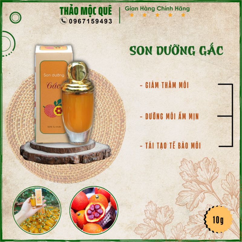 Son môi dưỡng ẩm tinh dầu gấc tẩy thâm hiệu quả tức thì, an toàn sức khỏe, tự tin với làn môi xinh
