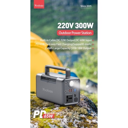 Trạm sạc dự phòng Yoobao EN300WLPD 80000mAh / 300WL / sạc nhanh PD 65W cổng điện 220V/300W tích hợp đèn Pin