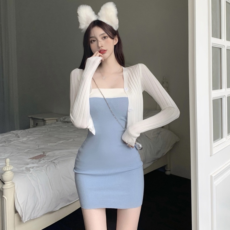 Đầm Ống Ôm Dáng Màu Trơn Thời Trang Mùa Hè Quyến Rũ Dành Cho Nữ