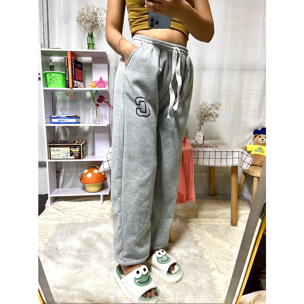 Quần Nỉ Ống Suông Chữ C Phối Dây Dù Bản To Chất Nỉ Bông Dày Dặn SIÊU HOT
