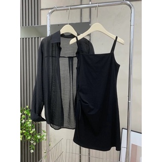 [bigsize 55-100kg] Váy 2 dây + Áo sơ mi
