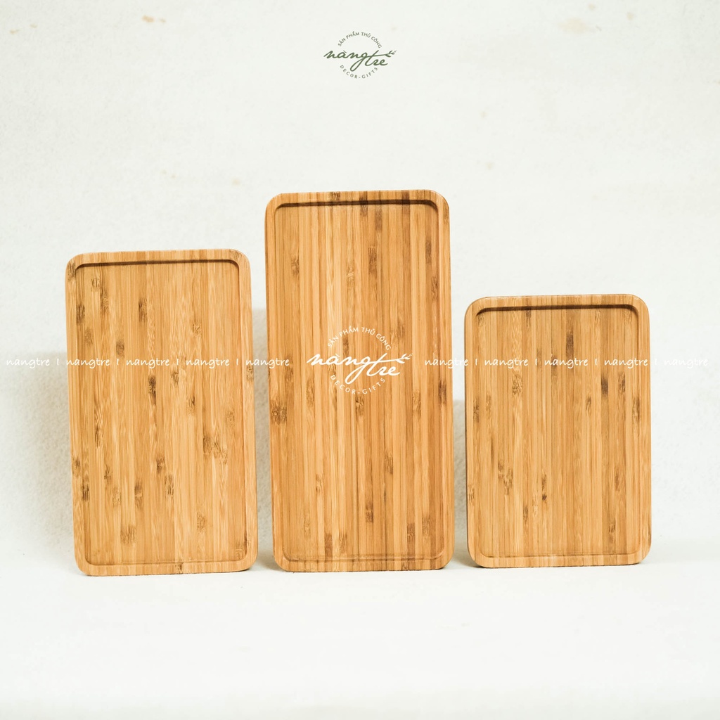 Khay gỗ tre chữ nhật - Khay gỗ tre decor - Bamboo wood tray