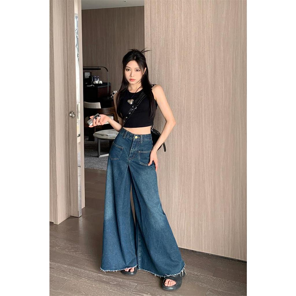 Quần Jeans Sờn Lưng Cao Ống Loe Phong Cách Thời Trang Âu Mỹ 62984