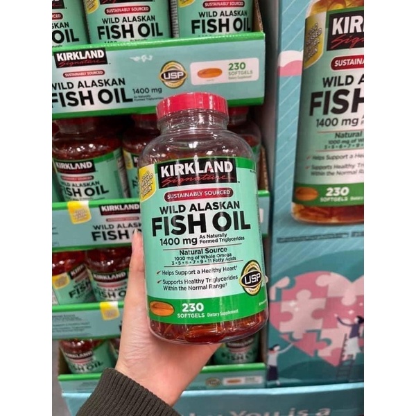 Dầu cá Kirkland Wild Alaskan Fish Oil 1400mg - 230 viên của Mỹ