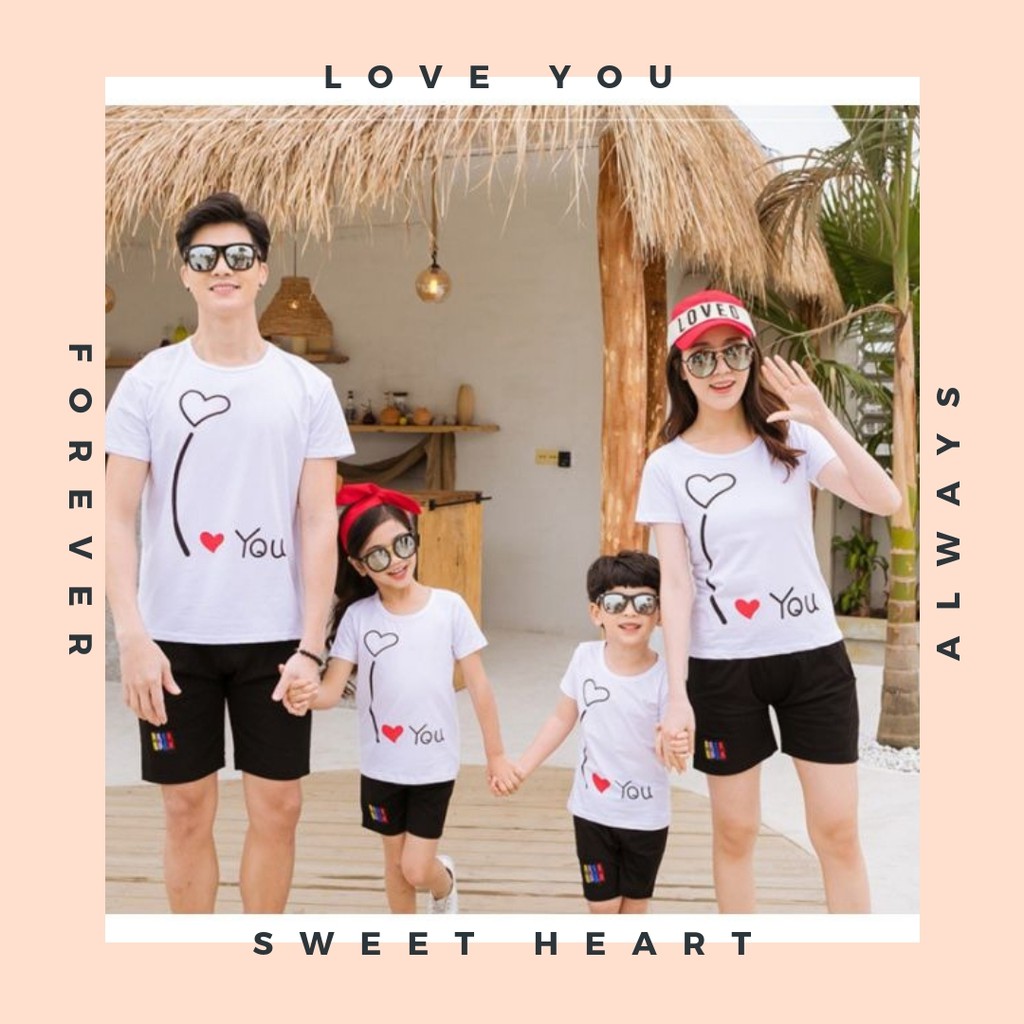 Áo Thun Đồng Phục Gia Đình In I LOVE YOU