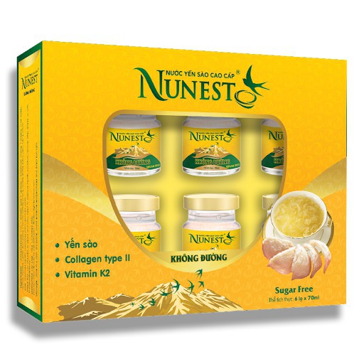 Hộp yến sào cao cấp  không đường Nunest 6 lọ x 70ml