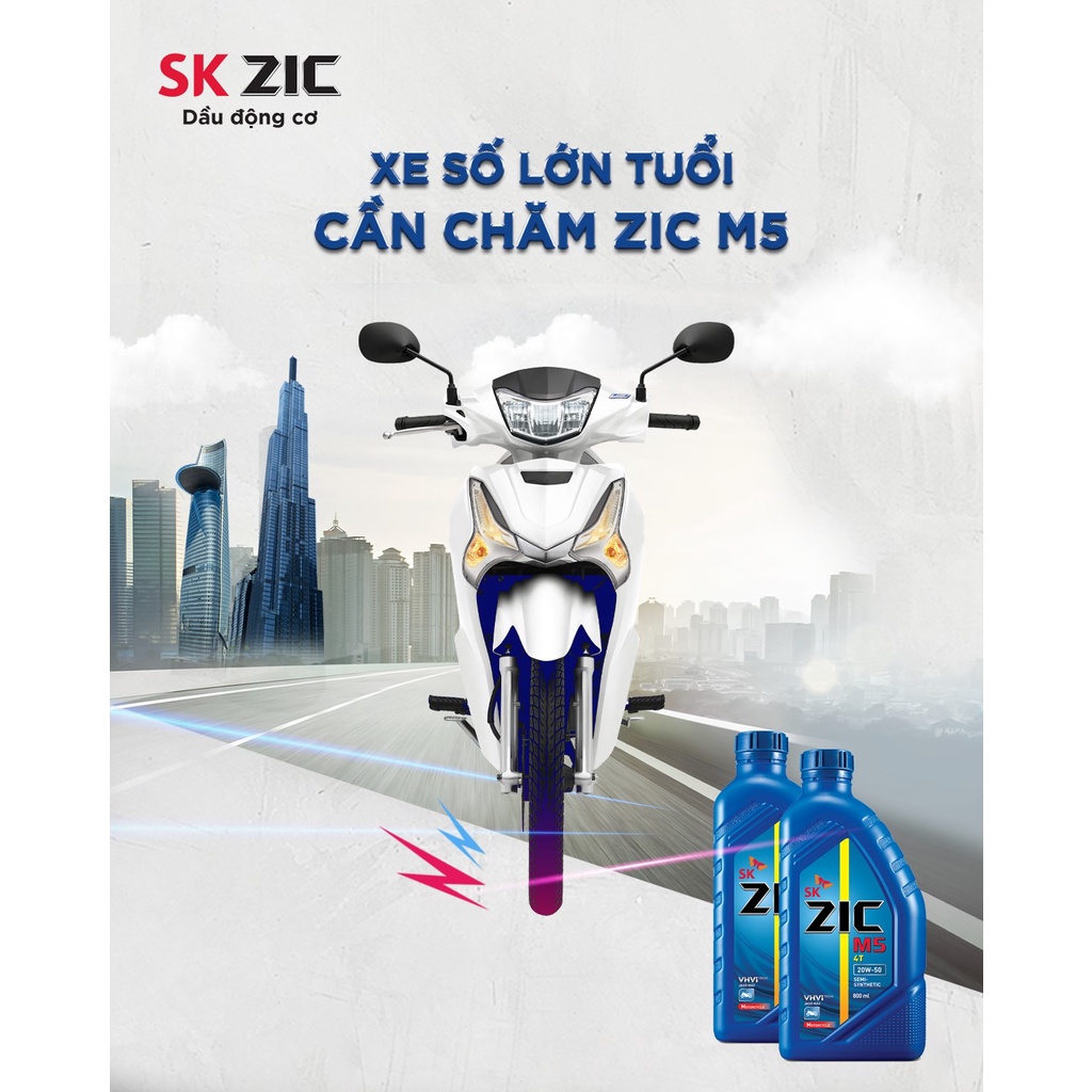 SK ZIC M5 4T 20W50 - Nhớt cho xe số bán tổng hợp