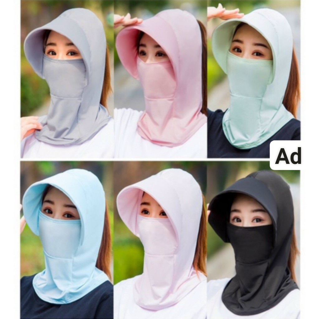 Mũ Chống Nắng Kèm Khẩu Trang Chống Tia Cực Tím Vải Thun Lạnh Cao Cấp, Nón Chống Nắng Ninja