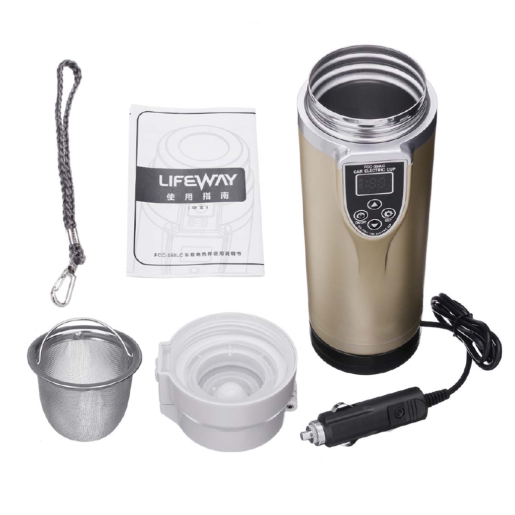 12V / 24V 350ml Smart Car Adjustable Temperature Kettle Cup Car Auto Electric Heating Cup Boil Cup