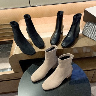 Giày Boot Cao Gót 4cm Da Lộn Thời Trang Dành Cho Nữ