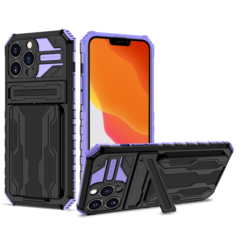 （Ready stock）For iPhone 11 12 13 Pro Max Cover Heavy Armor Protection with Bracket Card Package Phone Case casing