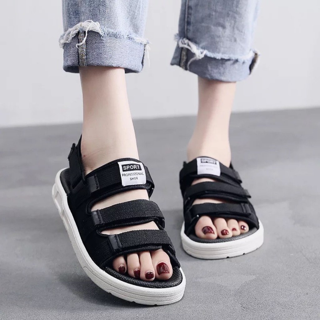 Dép sandal nam Ulzang Sport quai ngang thoáng khí êm,Giầy Sandal Nam Nữ-quai hậu nam nữ học sinh, quai sau tháo rời,