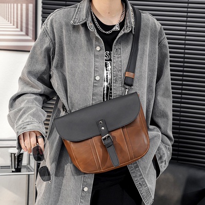 Túi đeo chéo bầu lớn đựng ipad giỏ da xịn thời trang đeo ngực túi bao tử đeo hông phong cách nâu độc đáo MINA