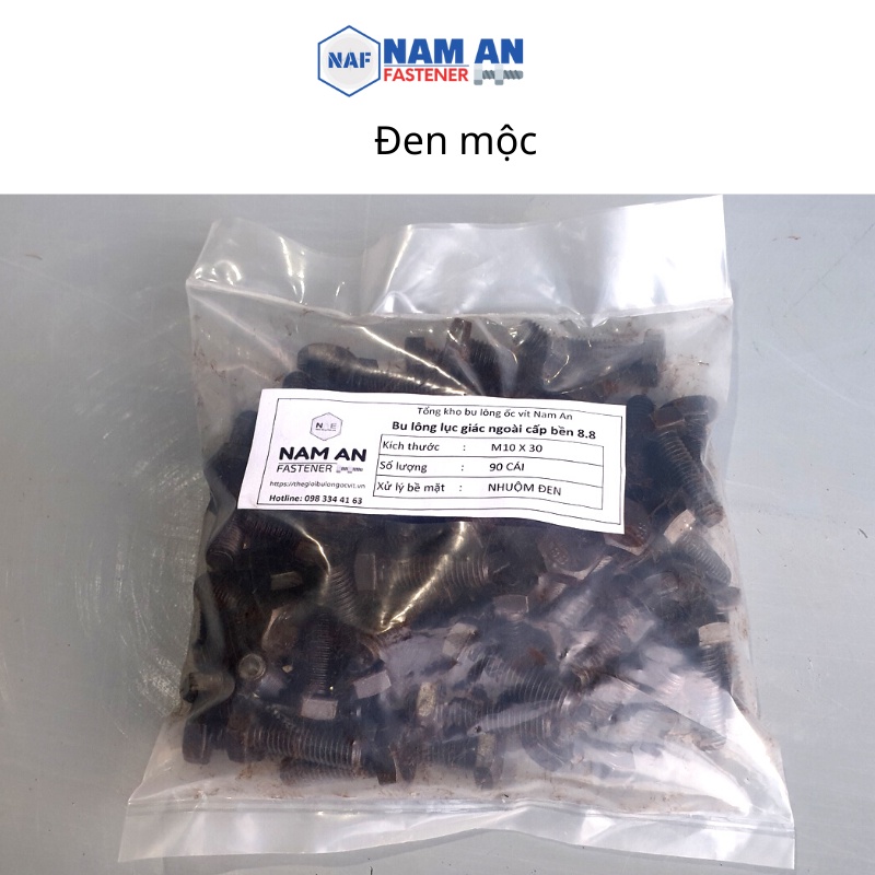 Bulong M16 cấp bền 8.8, bu lông lục giác M16, độ dài: 30->200 mm. Màu: Đen, Vàng, Trắng