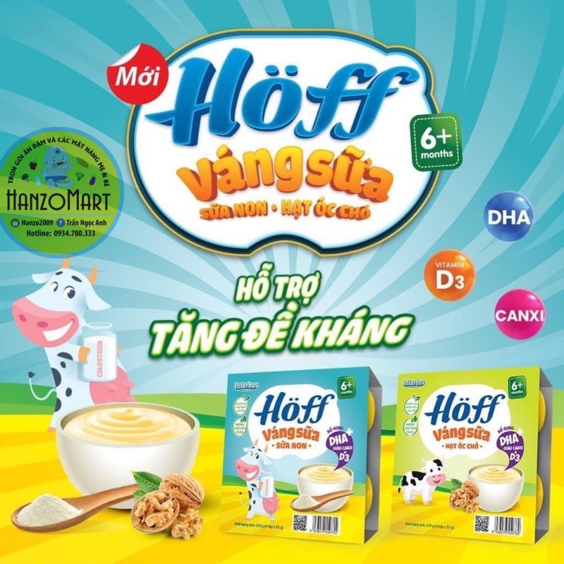 [HOFF] Váng sữa Hoff sữa non / óc chó / vani / hạt dẻ cho bé (lốc 4 hộp)