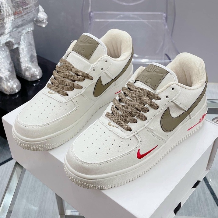 Giày Nike Air Force 1 AF1 Trắng Vêt Nâu Cổ Thấp Thể Thao Nam Nữ Giày Sneaker Đen Trắng Đế Cao Giá Rẻ G09