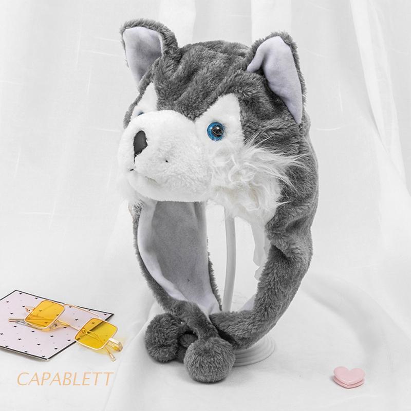 Mũ Beanie Lông Nhung Hình Chó Sói Hoạt Hình Đáng Yêu