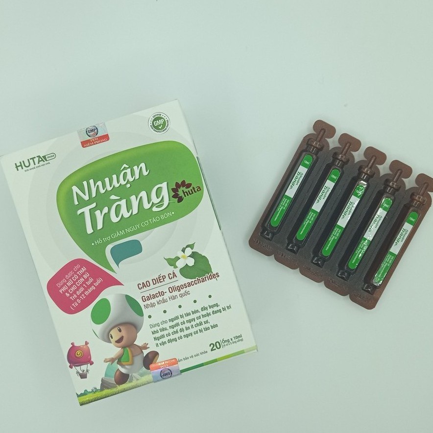 NHUẬN TRÀNG Huta bổ sung CHẤT XƠ HÒA TAN, chống táo bón cho bé hộp 20 ống, vị dưa gang