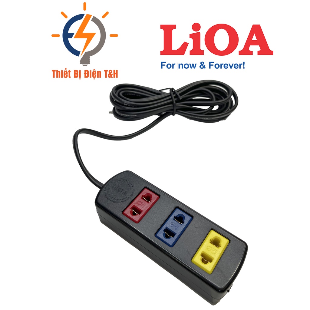 Ổ cắm điện LIOA, 3 ổ cắm, 1 công tắc, chịu tải 1000w, dây dài 3M, 5M, 3TC3-2 - 3TC5-2 - Thiết Bị Điện T&amp;H