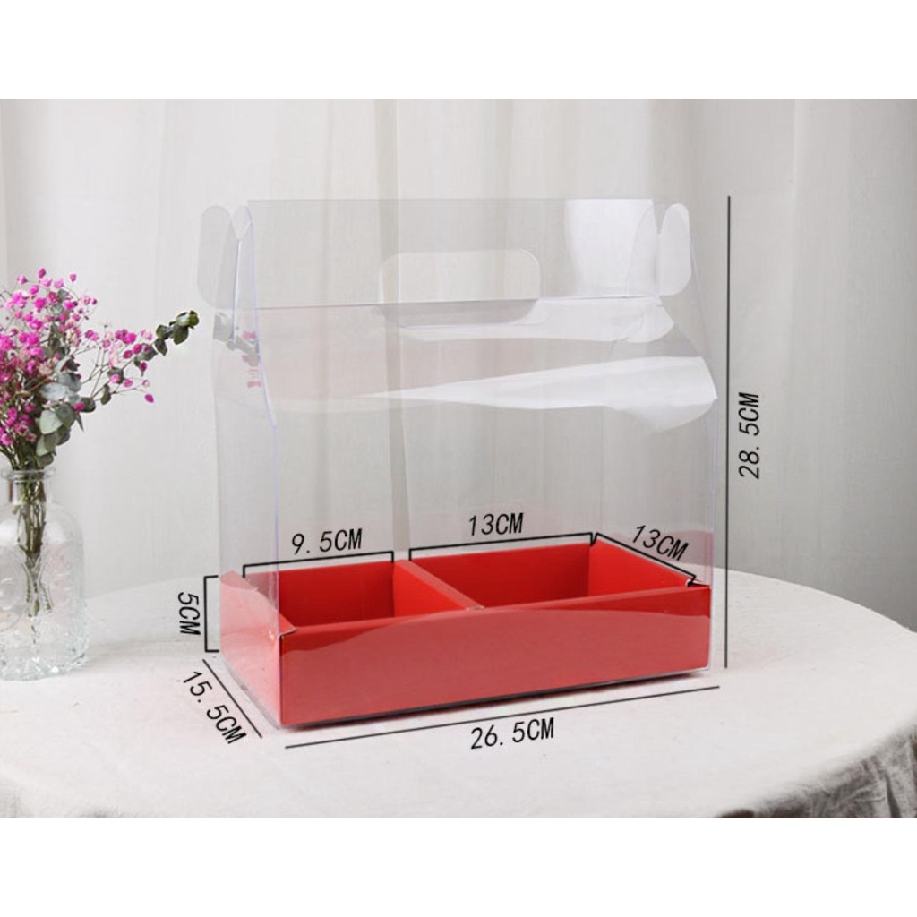 5 Hộp mica 2 ngăn đế giấy 5cm đựng bánh kem 10-12cm làm quà tặng 8/3 - gày kĩ niệm