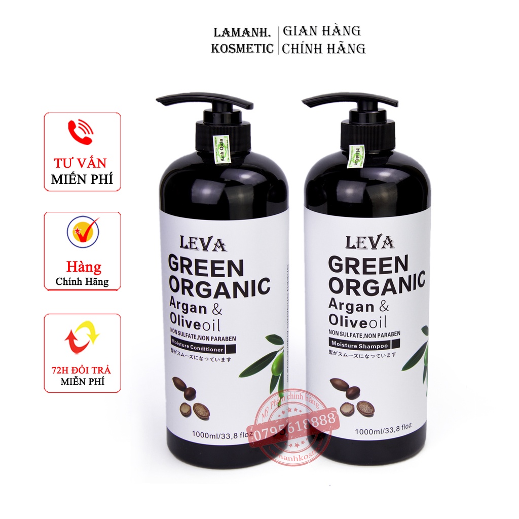 Dầu gội GREEN ORGANIC phục hồi tóc hư tổn khô sơ kiềm dầu sạch gàu, hương thơm nước hoa cặp gội xả 100ml chính hãng