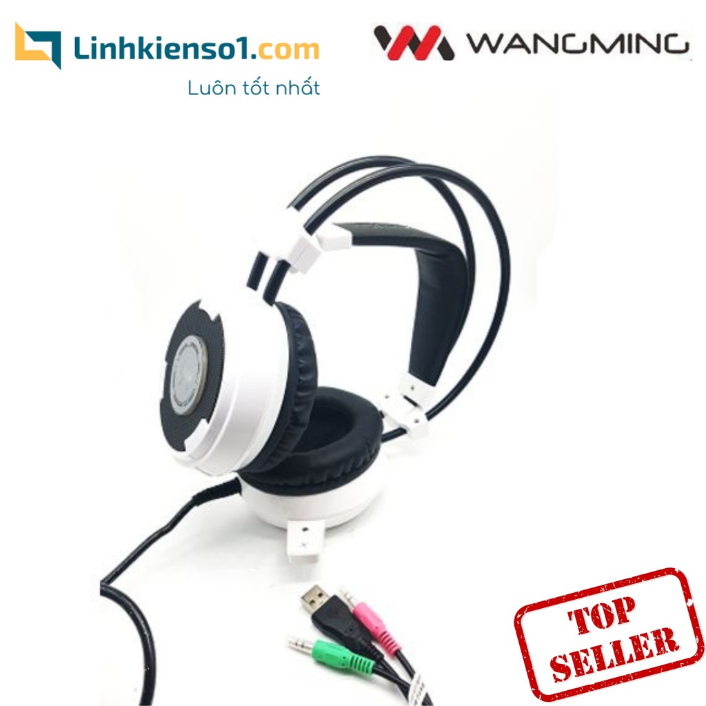 Tai nghe gaming WangMing WM8900L Jack 3.5mm màu trắng đen - Hàng chính hãng