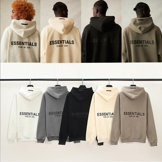 Áo Hoodie Tay Dài In Logo Fear Of God Essentials Phong Cách Đường Phố Cá Tính Cho Cặp Đôi Cõ Cỡ Lớn