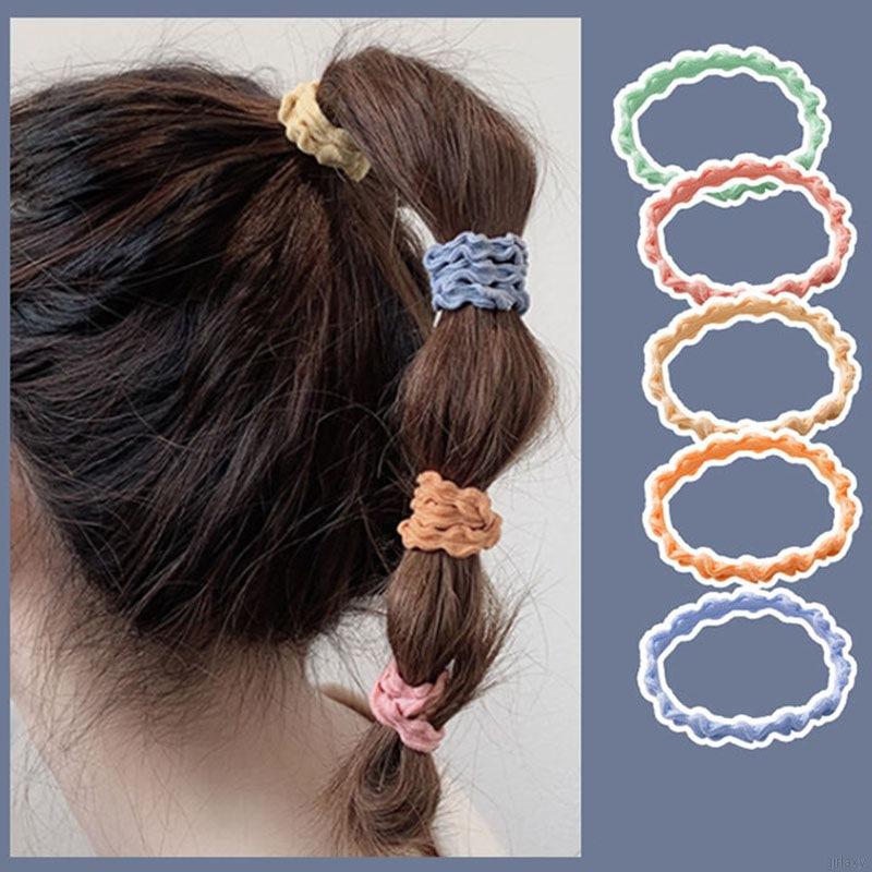 Dây Buộc Tóc Gợn Sóng Co Giãn Màu Kẹo Ngọt Phong Cách Hàn Quốc
