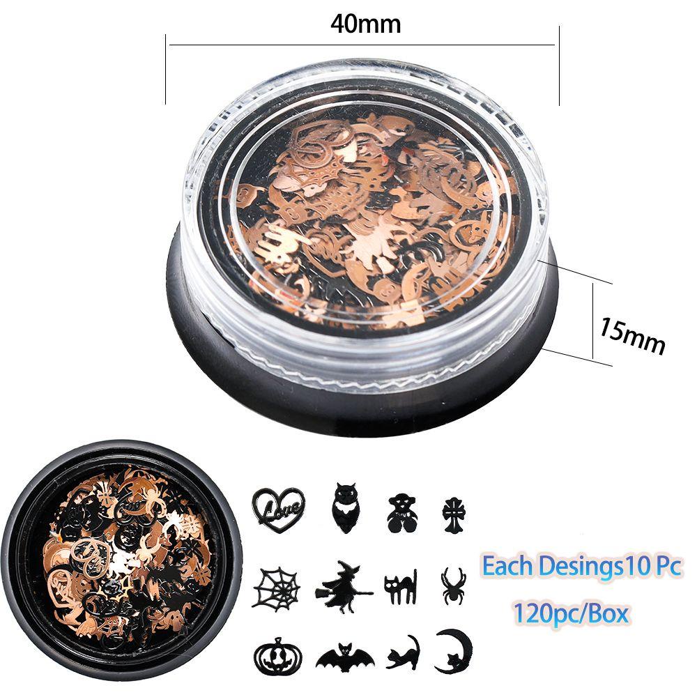 OCEANMAP Miếng Dán Trang Trí Móng Tay Hình Chữ Thập / Dơi Bằng Kim Loại Màu Đen DIY