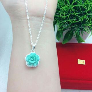 Dây chuyền bạc nữ mặt hoa viền bạc ta