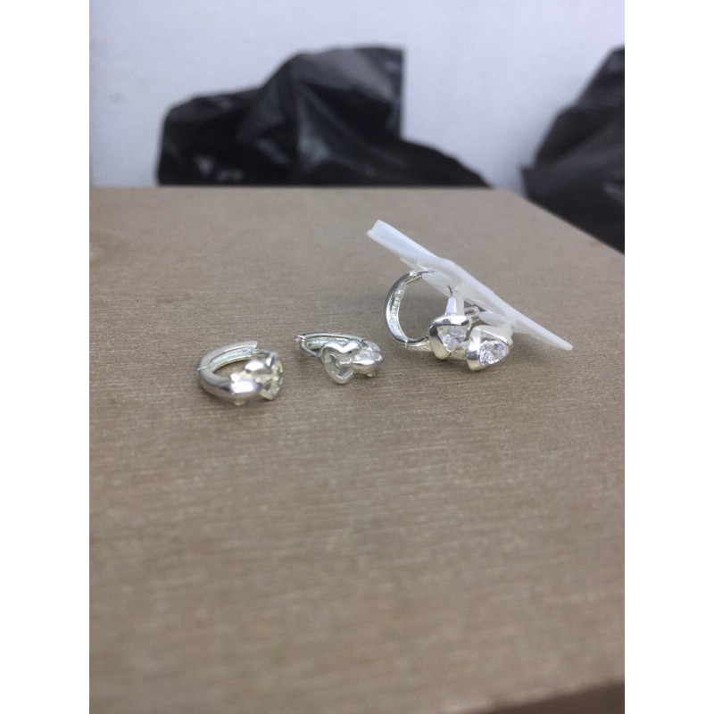 Khuyên tai trẻ em hoặc vành tai người lớn bạc thật NGỌC MẬU hoa 4 cánh trăng sao