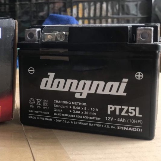 Bình ắc quy khô ĐỒNG NAI PTZ5L 12V-4Ah  cho xe máy WAVE RS100, RS110, AIR BLADE 110, EXCITER 135/150...