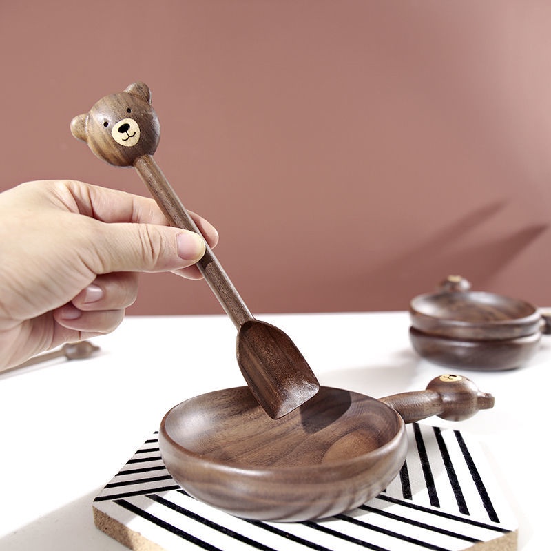 Khay Gỗ Óc Chó Óc Chó / Đĩa / Muỗng / Nĩa Hình Gấu Dễ Thương Sáng Tạo Trang Trí Nhà Cửa