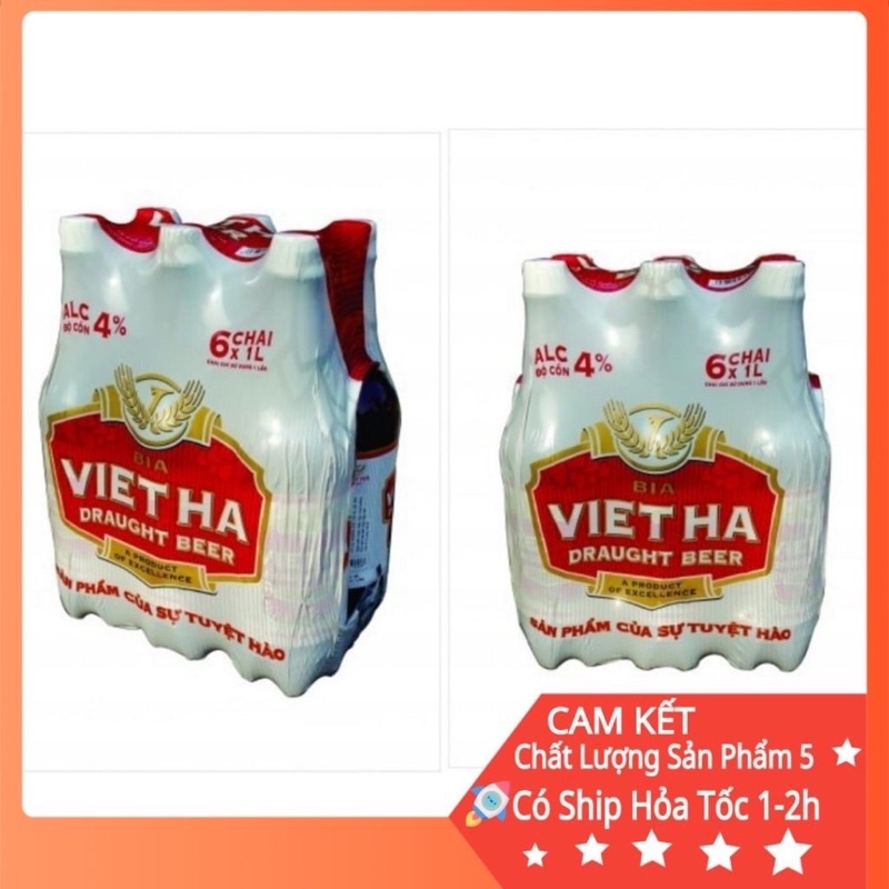 Lốc 6 Chai Bia Tươi Việt Hà 1L Chai Pet