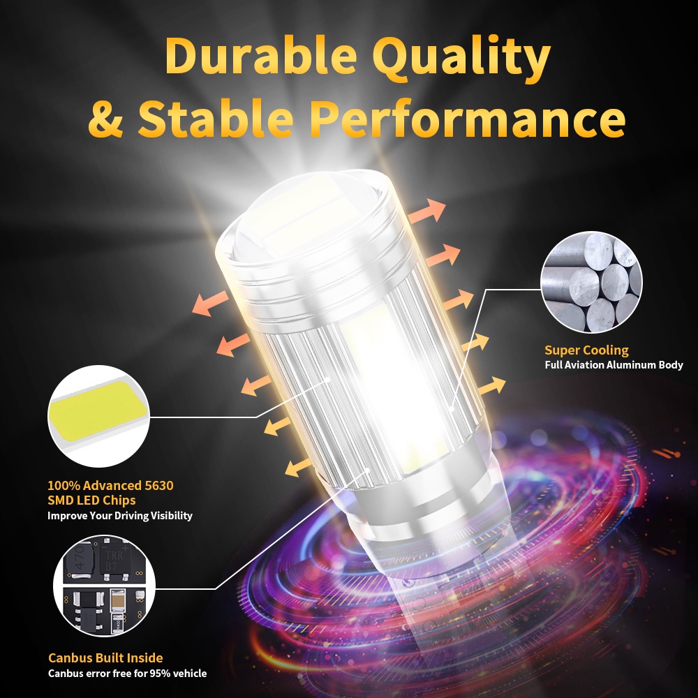 Set 2 Đèn LED T10 5630 10SMD Ánh Sáng Trắng Cho Xe Ô Tô