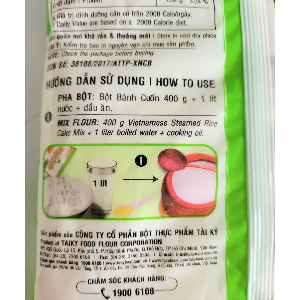 [Túi 400g] BỘT BÁNH CUỐN [VN] TÀI KÝ Vietnamese Steamed Rice Roll mix (halal)