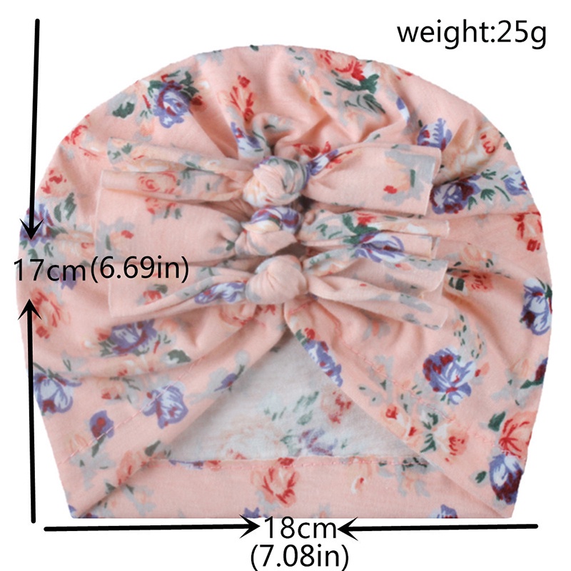 Mũ turban mềm co giãn in họa tiết hoa cho bé gái