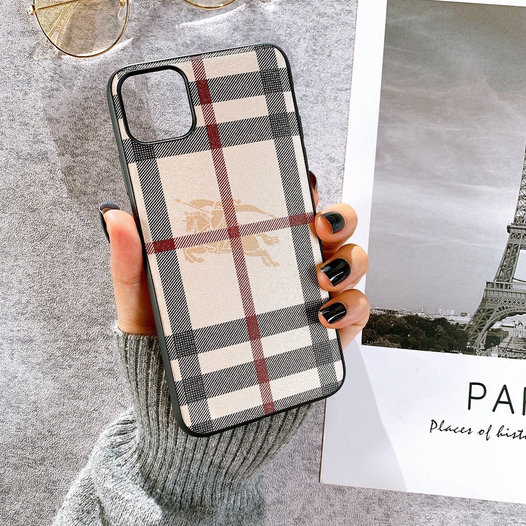 ỐP LƯNG DA IMD HỌA TIẾT DÀNH CHO IPHONE BURBERRY - N2558