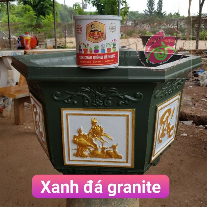 Sơn chậu kiểng màu xanh đá Granite hệ nước ngoài trời lon 1kg