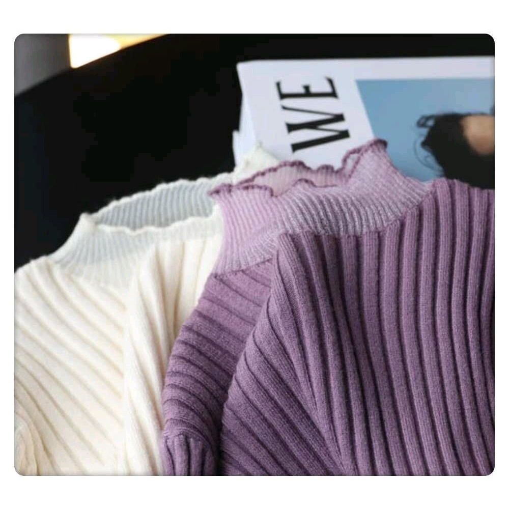 Áo sweater tay ống loe cổ cao phối lưới đơn giản thời trang mùa thu dành cho nữ