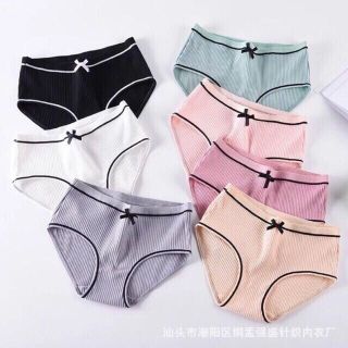 Set 10 quần lót cotton tăm viền kẻ phối nơ vao cấp