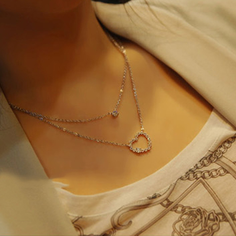 Dây Chuyền Mặt Trái Tim Đính Đá Zircon Xinh Xắn Cho Nữ